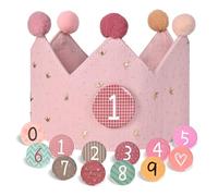 Hukermoon Corona de cumpleaños para niños, tela ajustable, corona de cumpleaños, muselina con números intercambiables del 0 al 9, corona de cumpleaños, unisex, para fiestas de cumpleaños infantiles