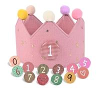 Hukermoon Corona de cumpleaños para niños, tela ajustable, corona de cumpleaños, muselina con números intercambiables del 0 al 9, corona, cumpleaños, unisex, para cumpleaños infantil, fiesta, rosa