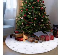 Hukermoon Falda Árbol de Navidad Blanco, 120 CM Falda de Árbol Redondo, Tapete para Decorar el Árbol de Navidad, Alfombra Árbol de Navidad, Manta de Árbol de Navidad para Decoración de Navidad (Plata)
