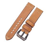 HUKILU yaoqijie Correa de reloj 18mm 20mm 22mm 24mm correas de reloj de cuero de vaca mujeres hombres pulsera de cuero genuino accesorios de cinturón lasting(Yellow Black Buckle,22mm)