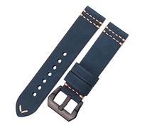HUKILU yaoqijie Correa de reloj 18mm 20mm 22mm 24mm correas de reloj de cuero de vaca mujeres hombres pulsera de cuero genuino accesorios de cinturón lasting(Blue Black Buckle,22mm)