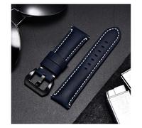 HUKILU yaoqijie Correa de reloj Crazy Horse hecha a mano de cuero genuino con hebilla negra plateada de acero inoxidable 22mm 24mm 26mm correa de reloj lasting(Blue(black buckle),24mm)