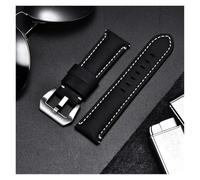 HUKILU yaoqijie Correa de reloj Crazy Horse hecha a mano de cuero genuino con hebilla negra plateada de acero inoxidable 22mm 24mm 26mm correa de reloj lasting(Black(silver buckle),24mm)