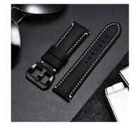 HUKILU yaoqijie Correa de reloj Crazy Horse hecha a mano de cuero genuino con hebilla negra plateada de acero inoxidable 22mm 24mm 26mm correa de reloj lasting(Black(black buckle),22mm)