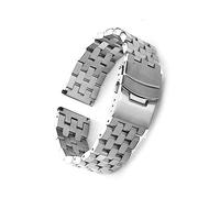 HUKILU yaoqijie Correa de reloj de acero inoxidable, 18mm, 20mm, 22mm, 24mm, pulsera trapezoidal cepillada de Metal sólido for mujeres y hombres, accesorios de reloj lasting(Silver,24mm)