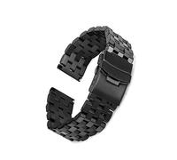 HUKILU yaoqijie Correa de reloj de acero inoxidable, 18mm, 20mm, 22mm, 24mm, pulsera trapezoidal cepillada de Metal sólido for mujeres y hombres, accesorios de reloj lasting(schwarz,24mm)