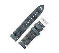 HUKILU yaoqijie Correa de reloj de cuero genuino 18mm 20mm 22mm 24mm costura hecha a mano correa de reloj de cocodrilo Vintage reemplazo for cinturones de hombre lasting(Blu,22mm)