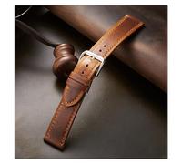 HUKILU yaoqijie Correa de reloj de cuero genuino de estilo italiano Retro piel de cera de aceite correas de reloj de negocios de calidad ultrafina 18/19/20/21/22mm lasting(Light Brown,21mm)