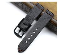 HUKILU yaoqijie Correa de reloj de cuero genuino negro grueso for hombre, 26 mm, 24 mm, 22 mm y 20 mm lasting(A,26mm)