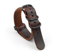 HUKILU yaoqijie Correa de reloj de cuero genuino Vintage 18mm 20mm 22mm café Compatible con correa de cuero Nato Burst Crack Black Five Ring for hombres pulsera lasting(18mm)