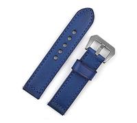 HUKILU yaoqijie Correa de reloj de cuero genuino vintage de 20 mm, 22 mm y 24 mm, costura hecha a mano, repuesto compatible con reloj lasting(Blu,20mm)