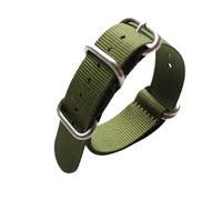 HUKILU yaoqijie Correa de reloj de nailon tejido for deportes y ocio, color negro, verde y gris, de 18 mm, 19 mm, 20 mm, 21 mm, 22 mm, 23 mm, 24 mm y 26 mm. lasting(Green silver buckle,18mm)