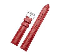 HUKILU yaoqijie - Correa de reloj de piel auténtica de 14 mm, 16 mm, 18 mm, 20 mm, 22 mm, 24 mm, correas de reloj de piel de becerro para hombres y mujeres, accesorios de reloj duraderos (rojo, 24 mm)
