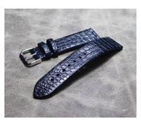 HUKILU yaoqijie Correa de reloj de piel de cocodrilo auténtica, correa fina, pulseras de 16, 18, 19, 20, 21 y 22 mm lasting(Dark blue B,22mm)