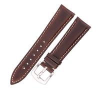 HUKILU yaoqijie Correa de reloj de piel de vaca con cera de aceite, correa de reloj de cuero genuino liso for hombres y mujeres, correa de 18 19 20 21 22 24mm lasting(Dark Brown,19mm)
