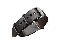 HUKILU yaoqijie Correa de reloj marrón negro hecha a mano de cuero Crazy Horse 20mm 22mm 24mm con anillo de hebilla de plata negra lasting(A,20mm)