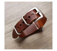 HUKILU yaoqijie Correa de reloj marrón negro hecha a mano de cuero Crazy Horse 20mm 22mm 24mm con anillo de hebilla de plata negra lasting(I,20mm)