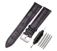 HUKILU yaoqijie Correa de reloj suave y duradera de cuero genuino for reloj lasting(Black silver clasp,18mm)
