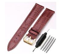 HUKILU yaoqijie Correa de reloj suave y duradera de cuero genuino for reloj lasting(Brown gold clasp,19mm)