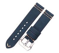 HUKILU yaoqijie Correas de reloj correa de reloj de cuero genuino 20mm 22mm 24mm negro marrón azul amarillo mujeres hombres accesorios de pulsera de cuero de vaca lasting(Blue Silver Buckle,20mm)