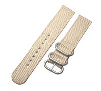 HUKILU yaoqijie Correas de reloj de nailon 18mm 20mm 22mm 24mm hombres mujeres moda 6 colores correas de reloj de lona con hebilla de Pin negro plateado lasting(Khaki silver buckle,20mm)