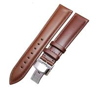 HUKILU yaoqijie Correas de reloj lisas de cuero genuino negro marrón 18 19 20 21 22 24mm mujeres hombres correa de reloj correa de muñeca pulsera cierre de acero lasting(Brown,20mm)