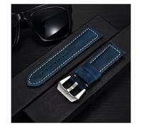 HUKILU yaoqijie Crazy Horse correa de cuero de vaca 20mm 22mm 24mm 26mm correas de reloj correa de muñeca de cuero genuino accesorios de reloj lasting(Blu,24mm)