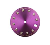 HUKILU yaoqijie Esfera de Reloj con Diamantes de 28,5 mm, Textura Solar modificada, Caras de Reloj con Ventana de Calendario única, Esfera de Color for Movimiento NH35 NH36 Lasting(Purple)