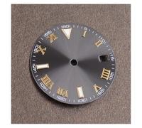 HUKILU yaoqijie Esfera de Reloj con Escala Romana de 29 mm Compatible con Movimiento NH35 NH36, Calendario Luminoso Verde, Ventana, Accesorios for Reloj Lasting(Gold)