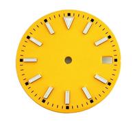 HUKILU yaoqijie Esfera de Reloj NH35 de 28,5 mm, estéril, Luminosa, Azul, Compatible con Movimiento automático NH35, Accesorios for Reloj, Piezas con Ventana de Calendario Lasting(Yellow)