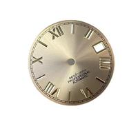 HUKILU yaoqijie Esfera de Reloj NH35 de 28,5 mm sin números Romanos Luminosos for Piezas y Accesorios de Movimiento mecánico automático NH35 NH36 Lasting(Gold Gold Nails)