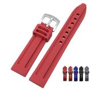 HUKILU yaoqijie Venta al por mayor de correa de reloj de goma de flúor 18mm 20mm 22mm 24mm correas de reloj impermeables de liberación rápida pulsera de repuesto lasting(Red-Silver Buckle,20mm)