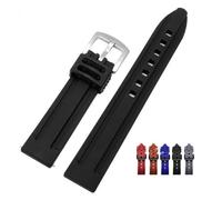 HUKILU yaoqijie Venta al por mayor de correa de reloj de goma de flúor 18mm 20mm 22mm 24mm correas de reloj impermeables de liberación rápida pulsera de repuesto lasting(Black-Silver Buckle,20mm)