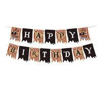 HUKUMA Guirnalda de cumpleaños con texto en inglés "Happy Birthday", decoración de cumpleaños infantil, diseño de barco pirata, pancarta de cumpleaños para niños, decoración de cumpleaños para niños