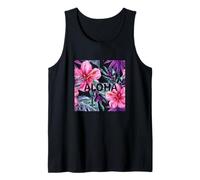 Hula Danza para lección de Hula Aloha Tropical Hawaii Hibisco Lindo Popular Plumeria Hawaiano Negro Camiseta sin Mangas