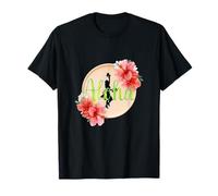 Hula Danza para lección de Hula Aloha Tropical Hawaii Hibisco Lindo Popular Plumeria Hawaiano Negro Camiseta