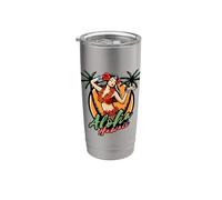 Hula Girl Tropical Island Vibe Hawaii Cultura Paraíso Vida Vaso térmico de acero inoxidable de doble pared