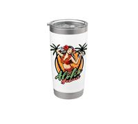 Hula Girl Tropical Island Vibe Hawaii Cultura Paraíso Vida Vaso térmico de acero inoxidable de doble pared