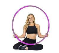 Hula Hoop - Aro de Hula Hoop para Adultos - Núcleo de Acero Inoxidable con Espuma Puede Utilizar para Fitness, pérdida de Peso y Masaje/6 Piezas Desmontables - Gris Lila (1,2 kg)