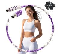 Hula Hoop - Aro para adultos de 1,1 kg, 93 cm, con peso, para adelgazar, 8 piezas, desmontable, con bolsa de transporte, ejercicios de fitness, entrenamiento, para bajar de peso (morado)