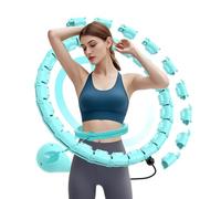 Hula Hoop con peso, aro de fitness para adultos, tamaño grande infinito con 24 eslabones desmontables con aro de ejercicio de bola de peso para ejercicio de pérdida de peso (verde)
