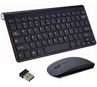 HULA Juego de Teclado y Mouse Inalámbricos, Teclado y Ratón 2.4G Combinación de Mini Teclado y Ratón USB Disposición del Reino Unido (Negro)