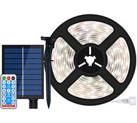HULA Manguera led Solar, 10M 240LED Solar Strip Lights Cinta Estado de ánimo Cuerda Luz Solar LED Tira de luz Exterior Flexible Impermeable (Blanco)