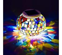 HULA Solar Outdoor Table Lamp Mosaic, Bola de Cristal de Mosaico Solar Luces de Jardín a Prueba de Agua (F)