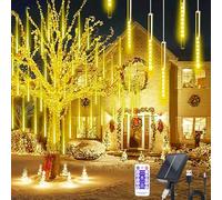 Hulaiyaa Luces de Ducha de Meteoritos 30 CM 10 Tubos, Lluvia de Meteoritos Cadena de Luce con Remoto y Momento, Guirnalda Luz Solar Meteoros Fiestas Jardines Navidad Árbol Terraza Cálido