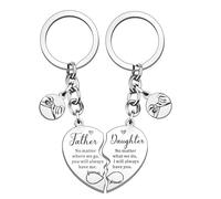 HULALA 2 llaveros de regalo para papá para cumpleaños, día del padre, regalos de hija y papá, llavero para padre e hija, plata, Talla única