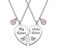 HULALA Collar a juego para hermanas Big Sis Lil Sis para 2 niñas, regalo de joyería de cumpleaños o Navidad
