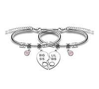 HULALA Pulseras a juego para hermanas Big Sis Little Sis para 2 niñas, mujeres, hermanas, cumpleaños, Navidad, joyería de regalo