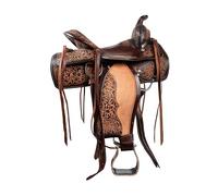 Hulara Western Saddle - Sillín de cuero para caballos tallado, cómodo asiento de 16 pulgadas, sillín occidental para caballos