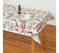 HuleHule, Mantel Hule Dibujos Infantiles de Perritos en Londres sobre Fondo Blanco, Kids (140 x 125 cm)